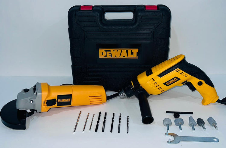 Combo Makita Profesional taladro percutor 850W y pulidora 1100W con accesorios y maleta rígida