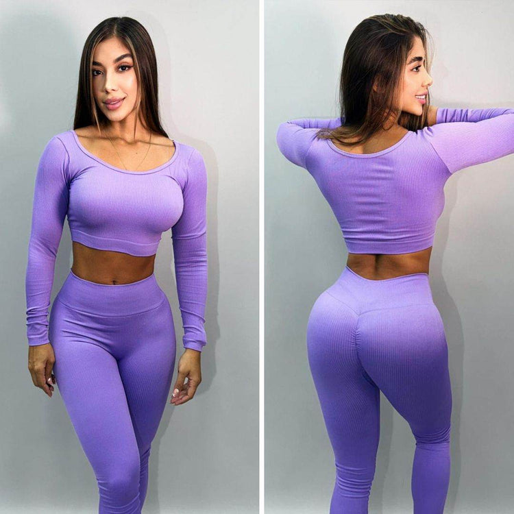 Conjunto Leggins y Camibuso Mujer negro sin costuras, moldeador, ajuste cómodo y tela americana premium