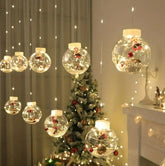 Cascada de Luces Navideñas de 3 metros con 10 bolas LED decorativas colgantes ideales para interiores y exteriores.