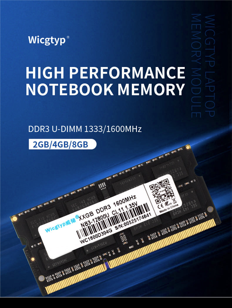 Memoria RAM DDR3 8GB 1600MHz módulo para portátil alta velocidad y rendimiento