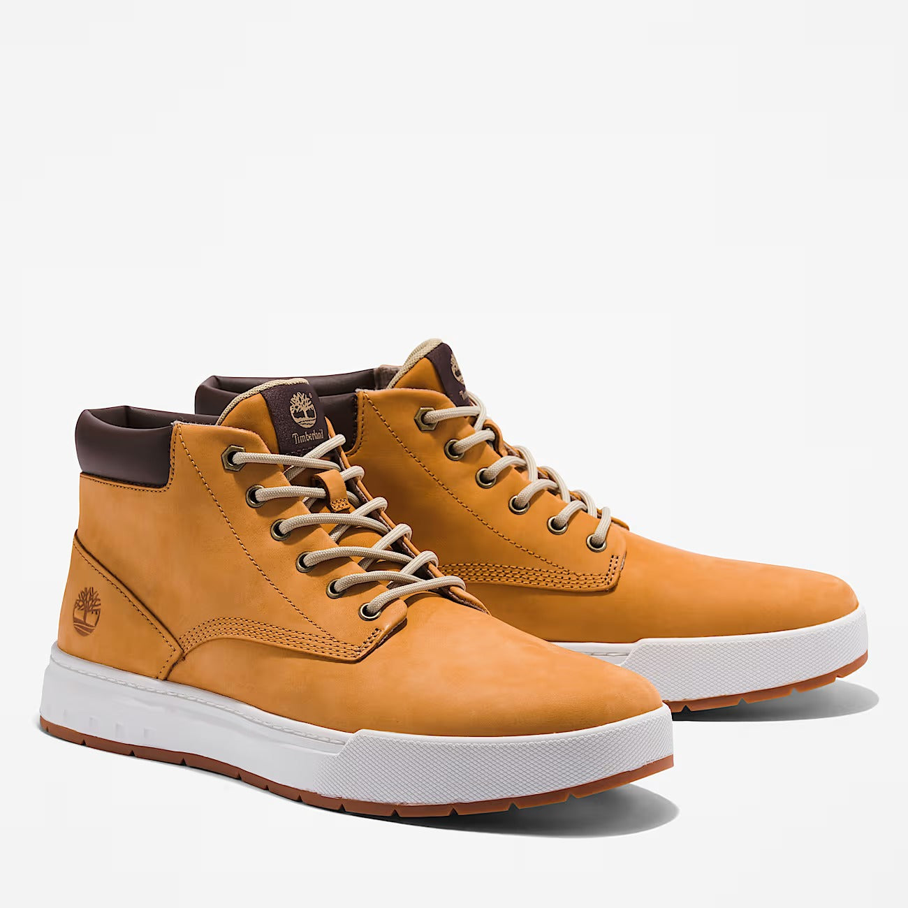 Botín Timberland Maple Grove amarillos nobuk con suela blanca ecológica y diseño urbano para hombre y mujer