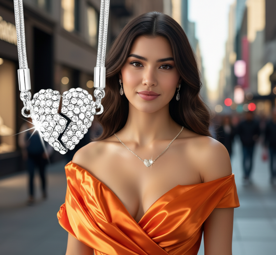 Collar elegante  corazón con cristales